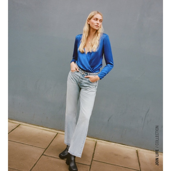 “Last one “ZARA BLOGGERS FAV SATEEN BODYSUIT ELECTRIC BLUE - Picture 3 of 8